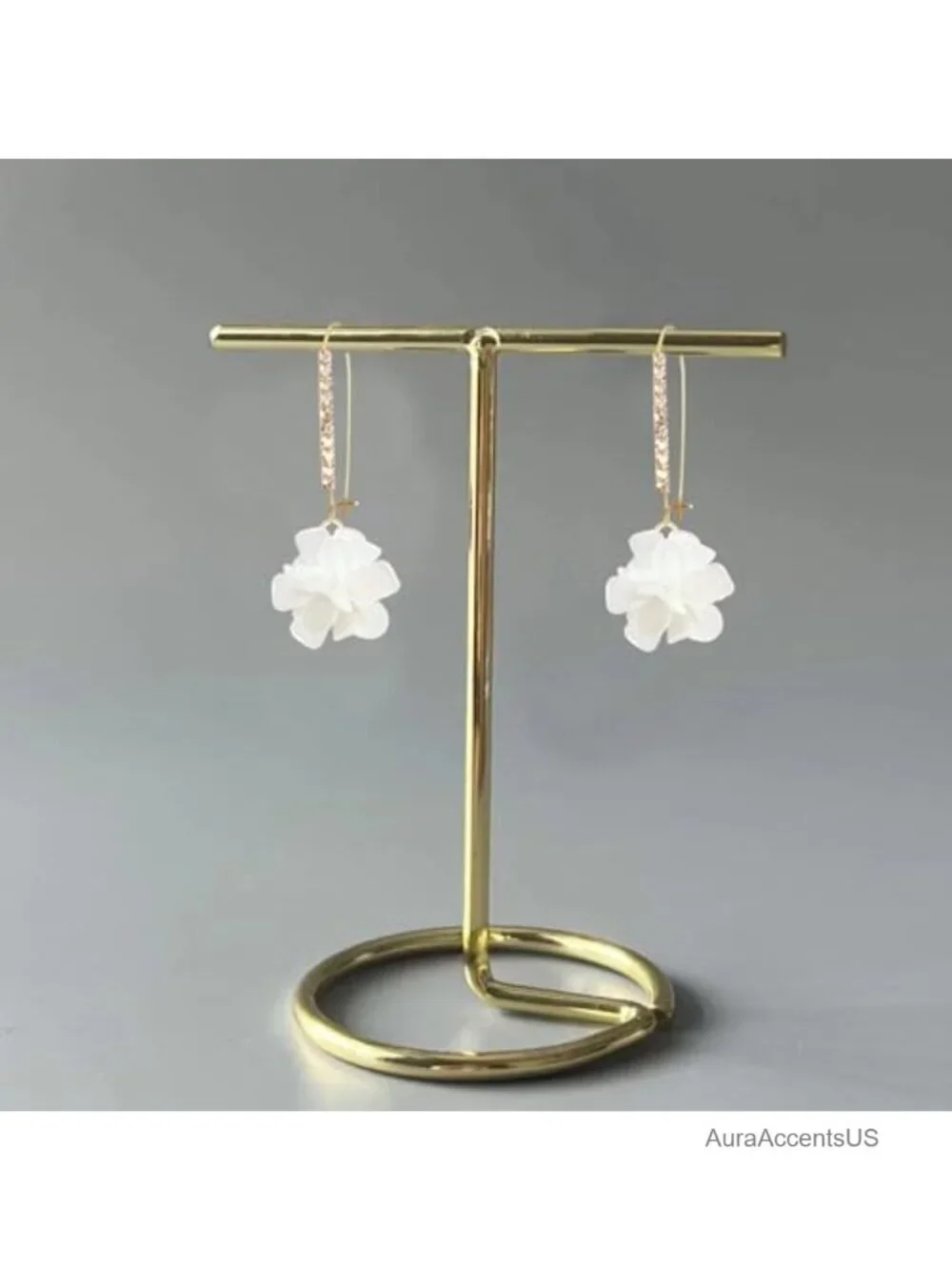 Boho Flower Dangle Earrings Long Drop Resin Acrylic Tiered Petal Statement